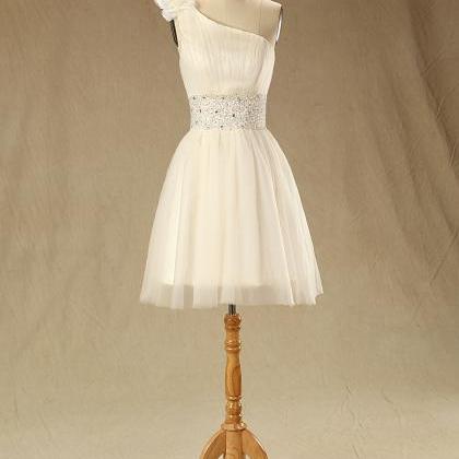 A54 One Shoulder Short Bridesmaid Dress,empire..