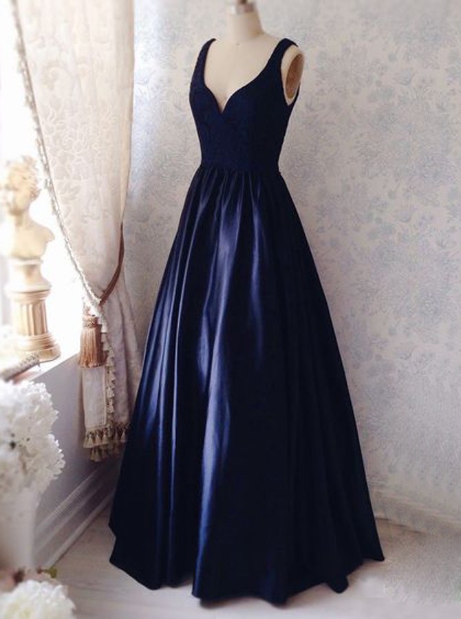 simple navy blue gown