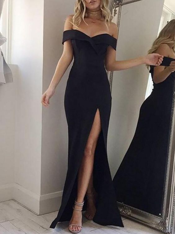 black high slit maxi dress