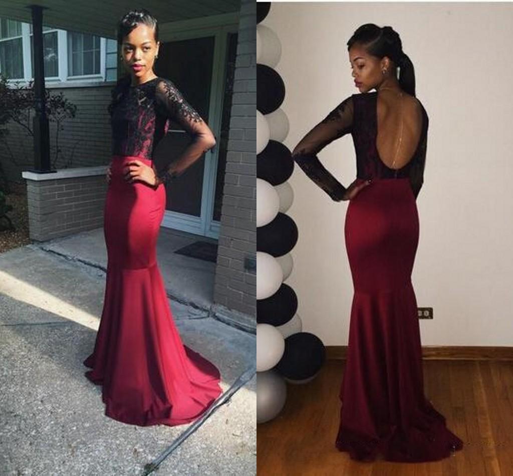 black and maroon prom dress