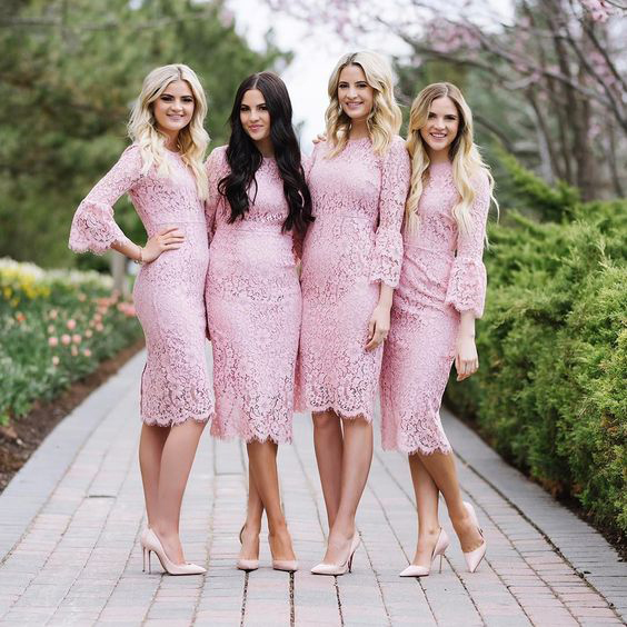 Pink Lace Bridesmaid Dresses Sale, 60 ...