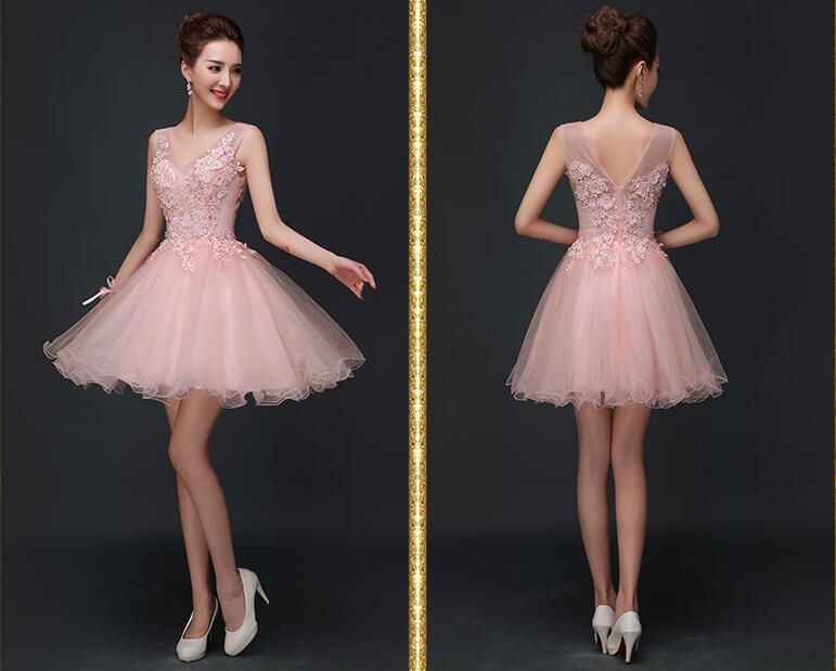 blush pink short wedding dress