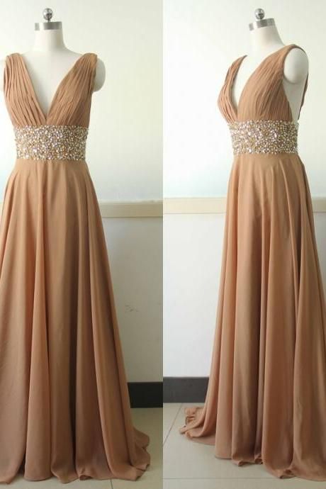 D96 Charming Prom Dress,chiffon Prom Dress,a-line Prom Dress,v-neck Evening Dress