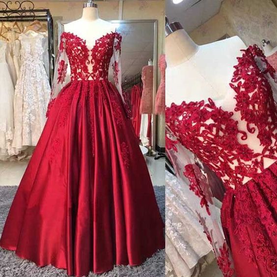red off the shoulder long sleeve dress