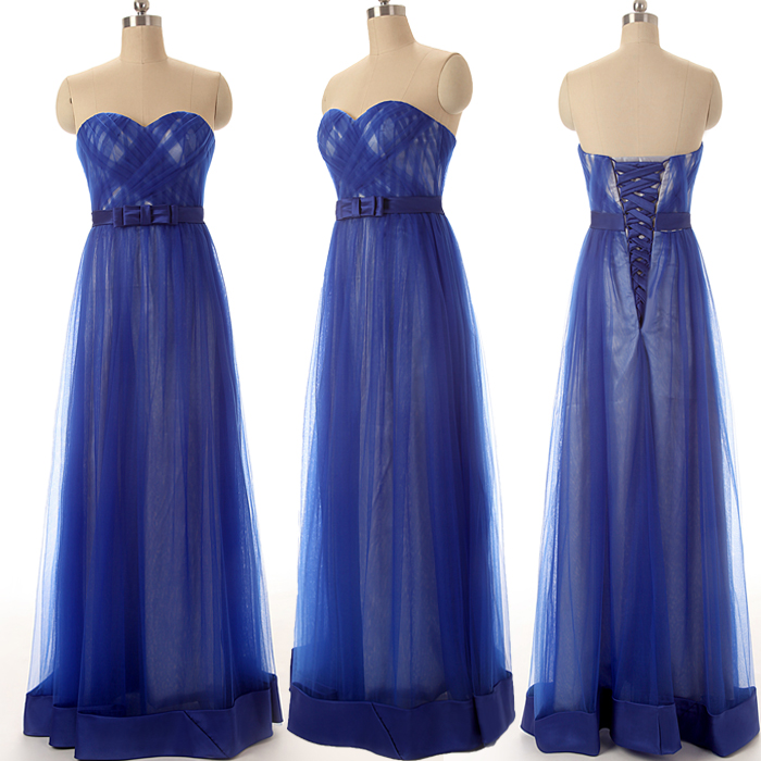 A73 Sweetheart Pleat Royal Blue Evening Gowns,charming Lady Prom Dress, Fashion Evening Gowns