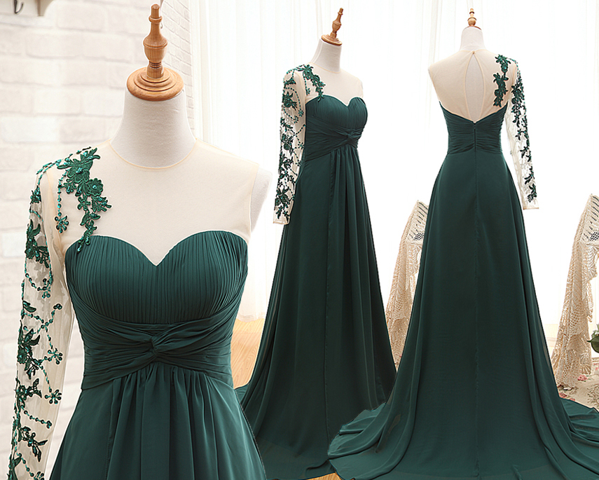 A91 Hunter Green Long Evening Gowns, Prom Dresses, Real Photos Prom Gowns, Fashion Evening Dresses