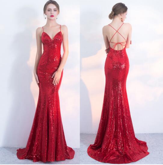 sparkly red gown