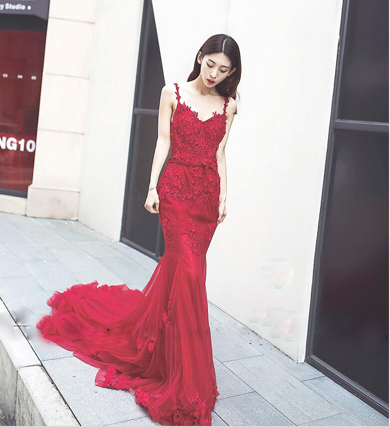 S749 Burgundy Wine Red Mermaid Prom Dresses 2018 Off The Shoulder